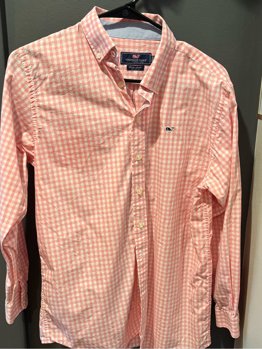 Vineyard Vines Coral Pink Gingham Button-Down Shirt